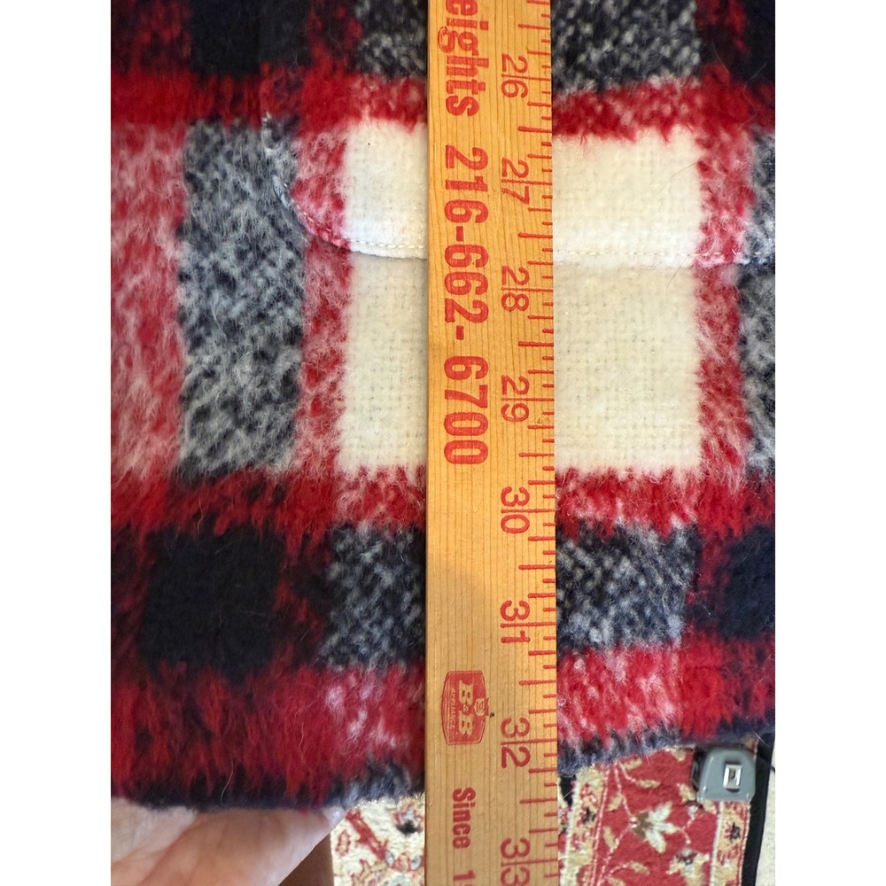 Abercrombie & Fitch Wool Blend Plaid Coat Jacket Red Black White Womens M Winter - Picture 11 of 11